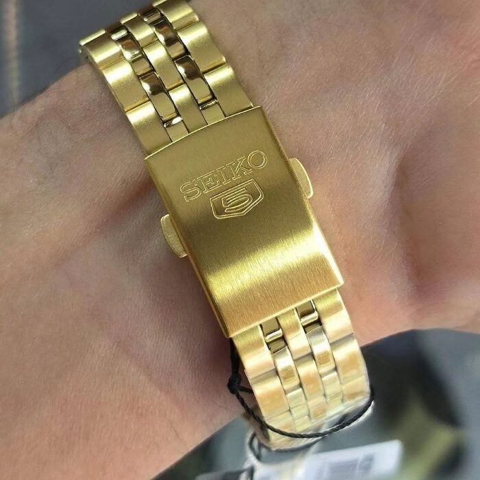 Relógio Seiko 5 Masculino Automático Dourado SNKL26B1 B1KX - Image 5
