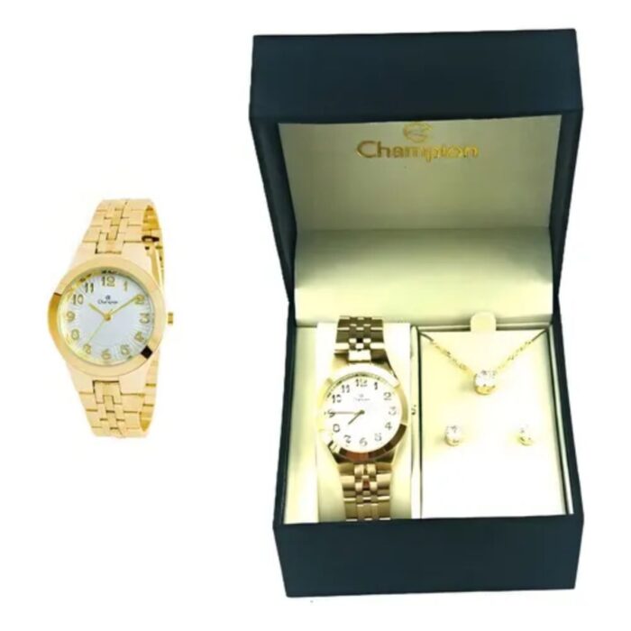 Relógio Champion Kit Feminino Dourado - CN20426W - Image 3