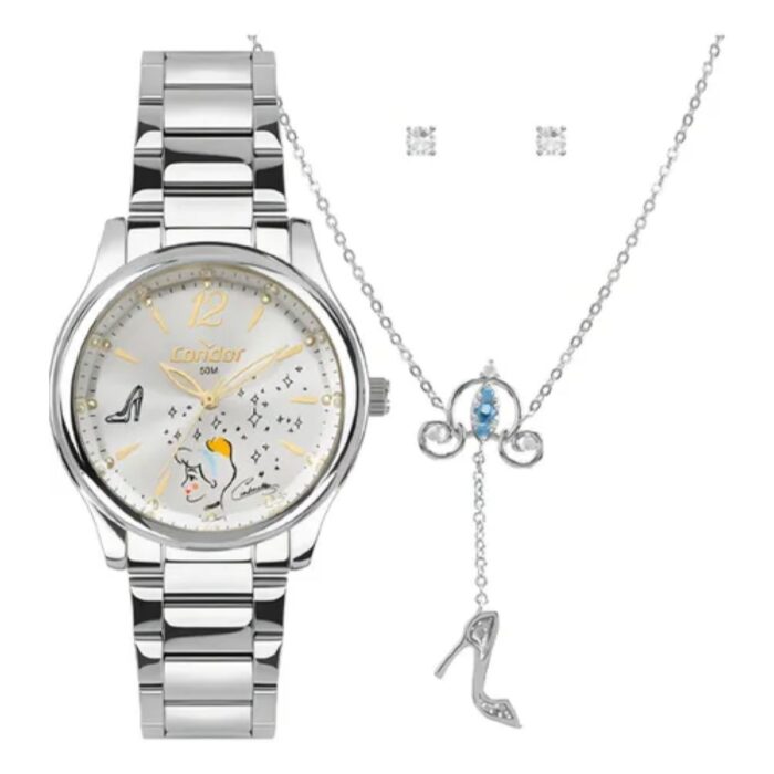 Relógio Condor Disney Feminino Cinderela Prata CO2035NNB/K4K - Image 1
