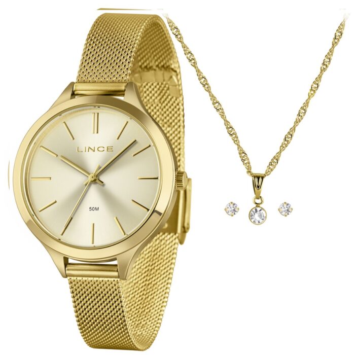 Relógio Lince Kit Feminino Analógico Dourado LRGM022L36 C1KX - Image 1