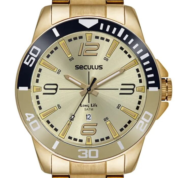 Relógio Seculus Masculino Dourado Analógico - 44212GPSVDA3 - Image 2
