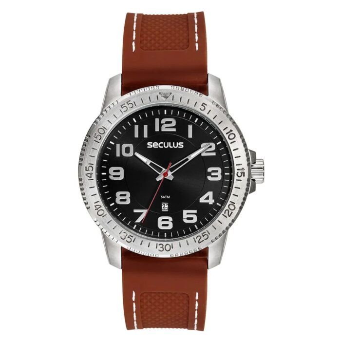 Relógio Seculus Masculino Silicone Marrom - 44223G0SVNU1 - Image 1