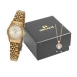 Relógio Seculus Kit Feminino Dourado Cristais 44052LPSVDA1K1
