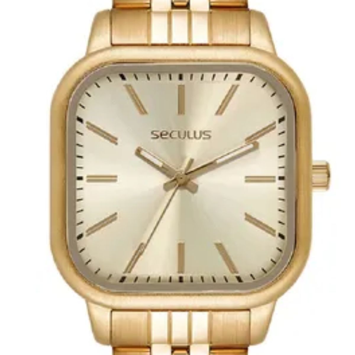 15389297921-5.jpg Relógio Seculus Quadrado Minimalista Dourado - 44284LPSVDS1 - Imagem 2